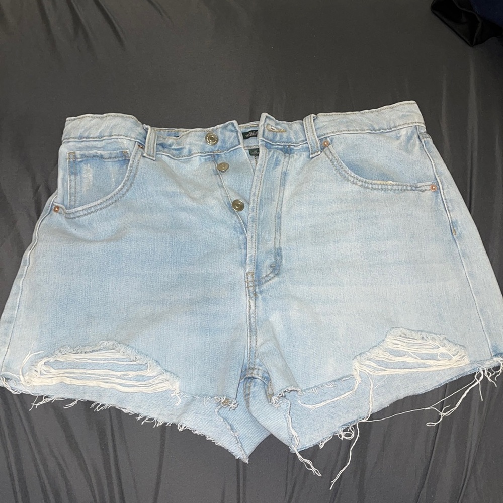 High Rise Raw Hem Shorts